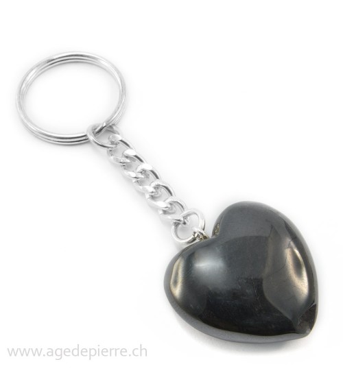 Porte-clé coeur en hématite