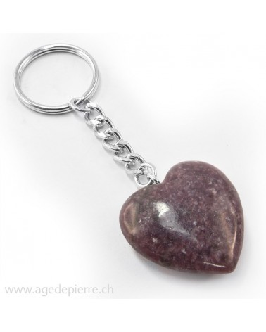 Lépidolite porte-clé coeur
