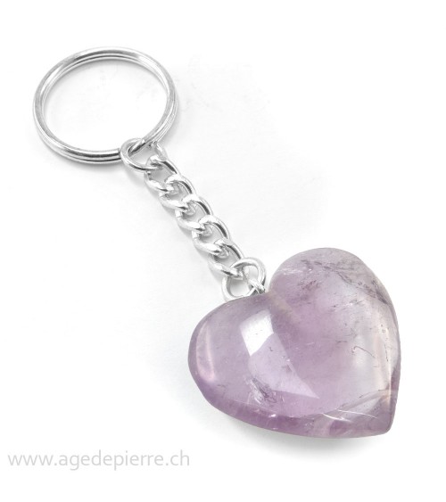porte-clé coeur en améthyste