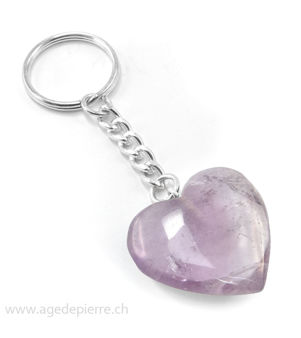 porte-clé coeur en améthyste