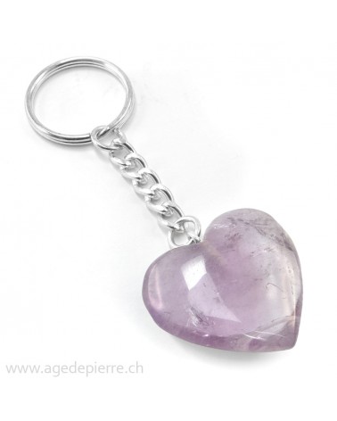 porte-clé coeur en améthyste