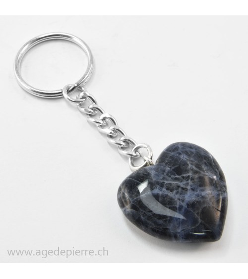 sodalite porte-clé coeur l'âge de pierre vevey