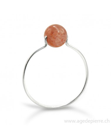 Bague pierre de soleil avec anneau fin en argent