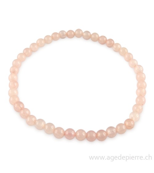 Quartz rose bracelet avec perles de 4mm