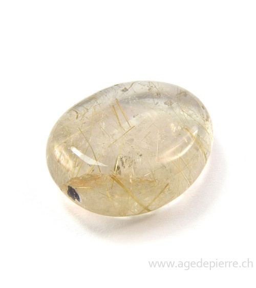 Quartz rutile petit galet plat l'Âge de pierre
