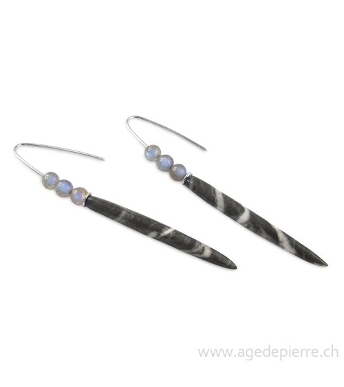 Boucles d'oreilles en galet du lac avec labradorite
