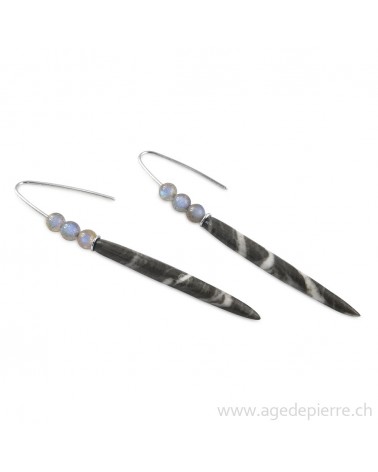 Boucles d'oreilles en galet du lac avec labradorite