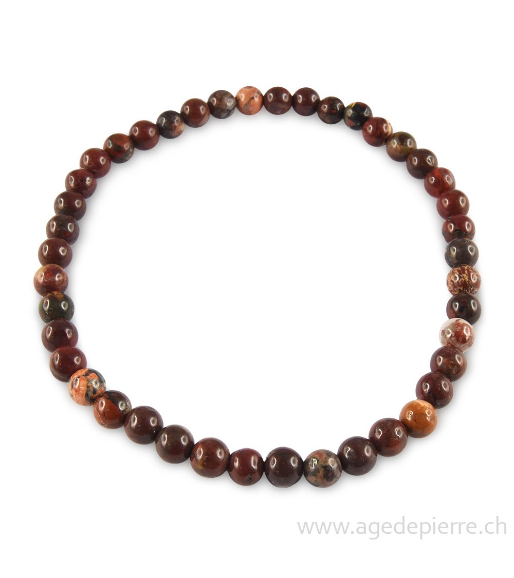 Jaspe brèche bracelet avec perles de 4mm