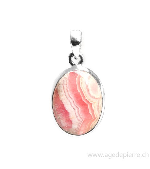 Pendentif en rhodocrosite et argent 925 l'Âge de pierre Vevey