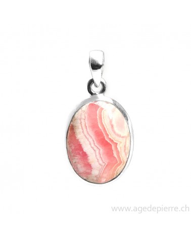 Pendentif en rhodocrosite et argent 925 l'Âge de pierre Vevey