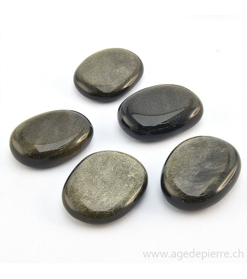 Petit galet en obsidienne dorée
