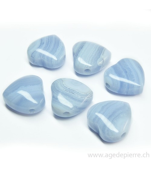 Agate blue lace coeur percé