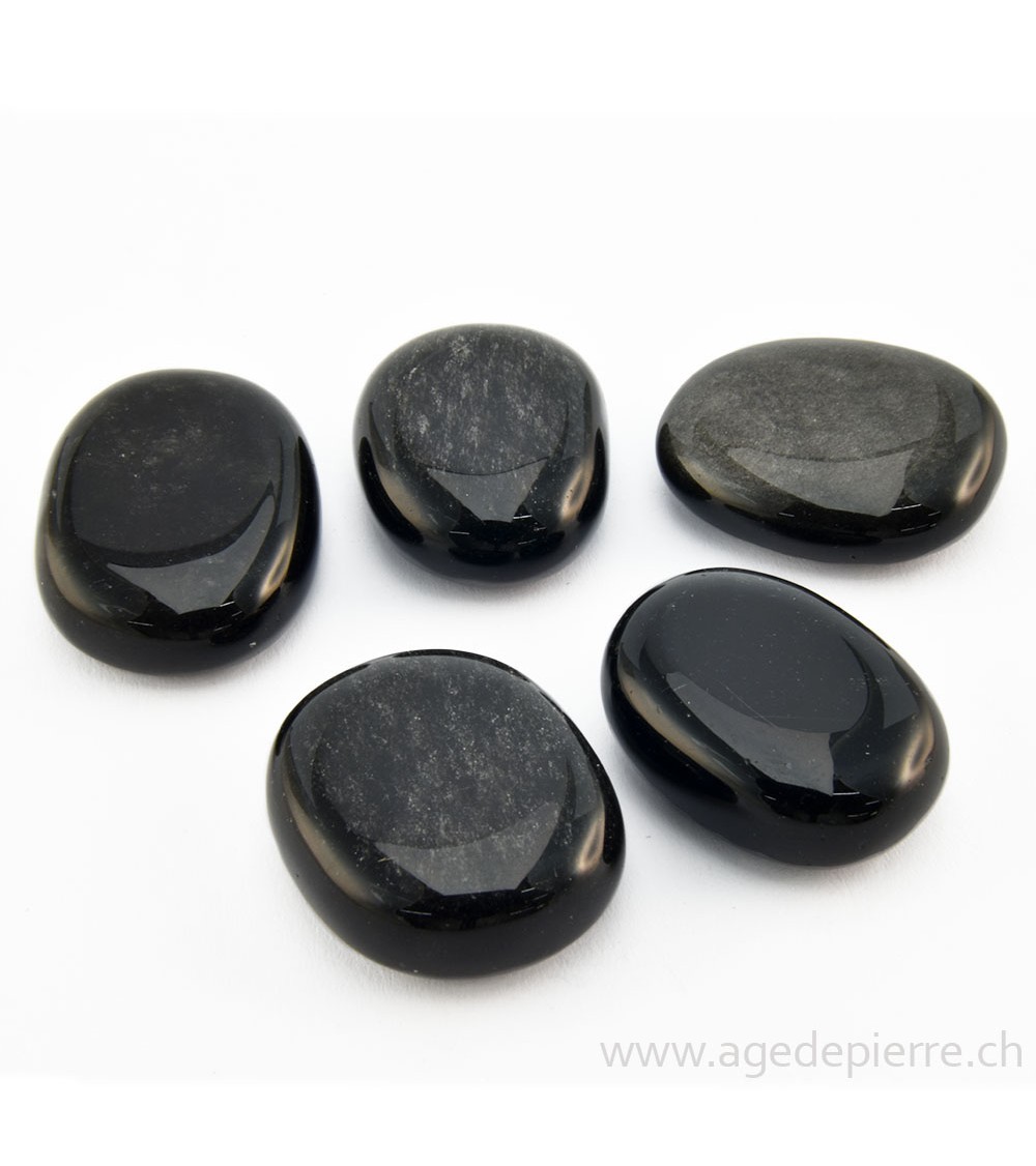 Obsidienne argentée petit galet plat