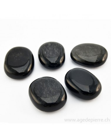 Obsidienne argentée petit galet plat