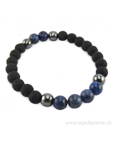 Bracelet avec sodalite lave et hématite