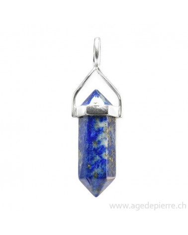 Lapis lazuli pointe petit en pendentif monté en argent