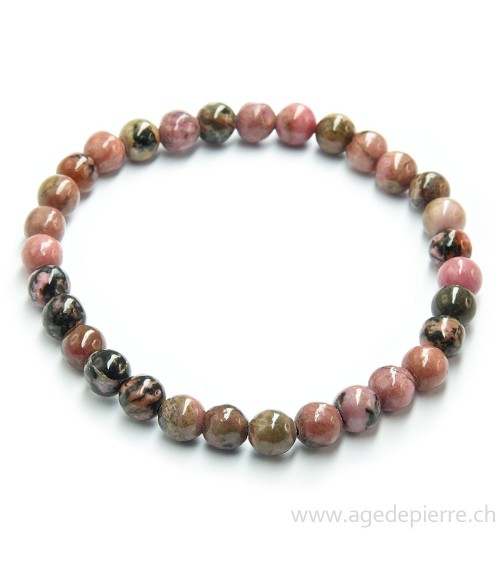 Rhodonite bracelet avec perles de 6mm l'Âge de pierre Vevey