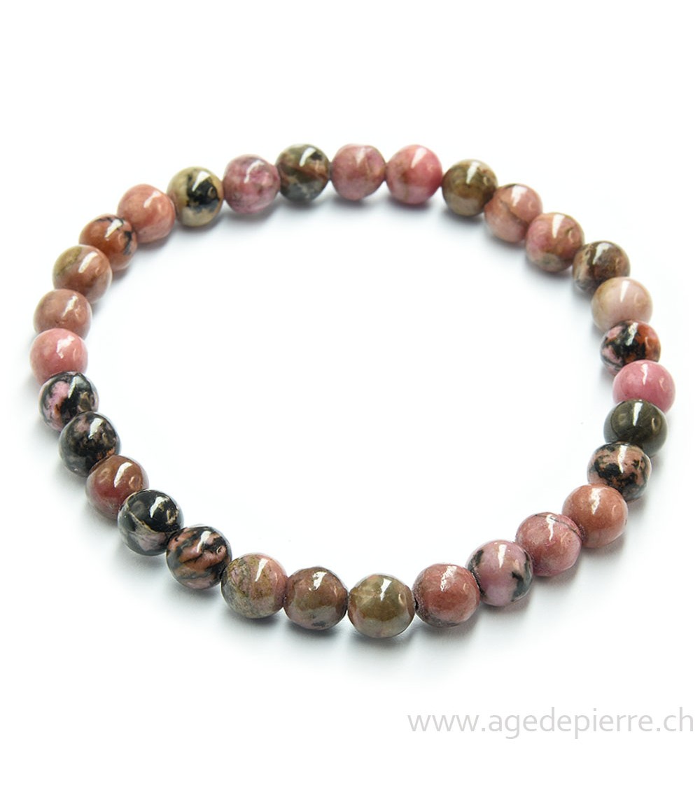 Rhodonite bracelet avec perles de 6mm l'Âge de pierre Vevey
