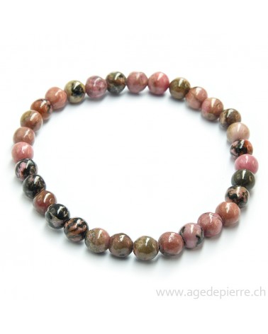 Rhodonite bracelet avec perles de 6mm l'Âge de pierre Vevey