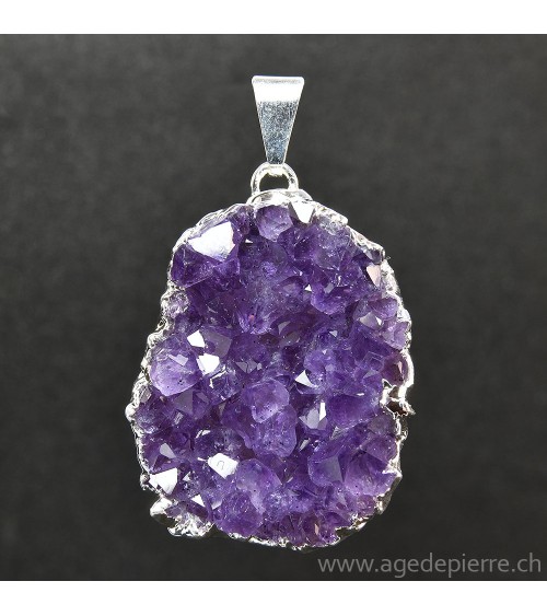 Améthyste pendentif goutte - vente amethyste percée, collier lithothérapie