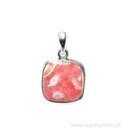 Pendentif en argent 925 avec rhodocrosite l'Âge de pierre Vevey