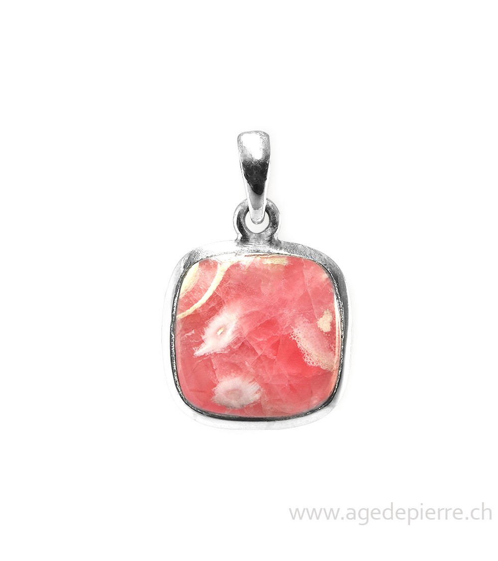 Pendentif en argent 925 avec rhodocrosite l'Âge de pierre Vevey