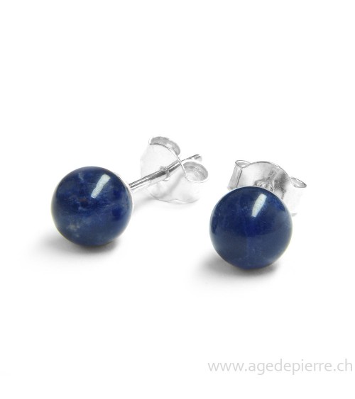 Boucles clous en sodalite