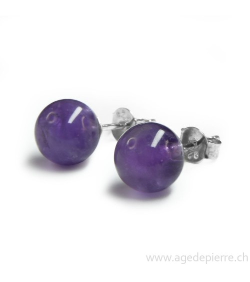 Boucles clous en améthyste