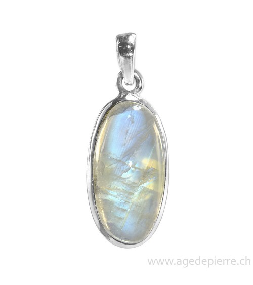 Pendentif en labradorite blanche et argent