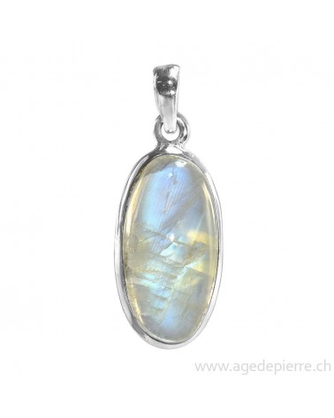 Pendentif en labradorite blanche et argent