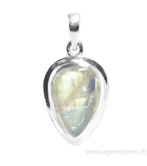 Pendentif en labradorite blanche et argent 925