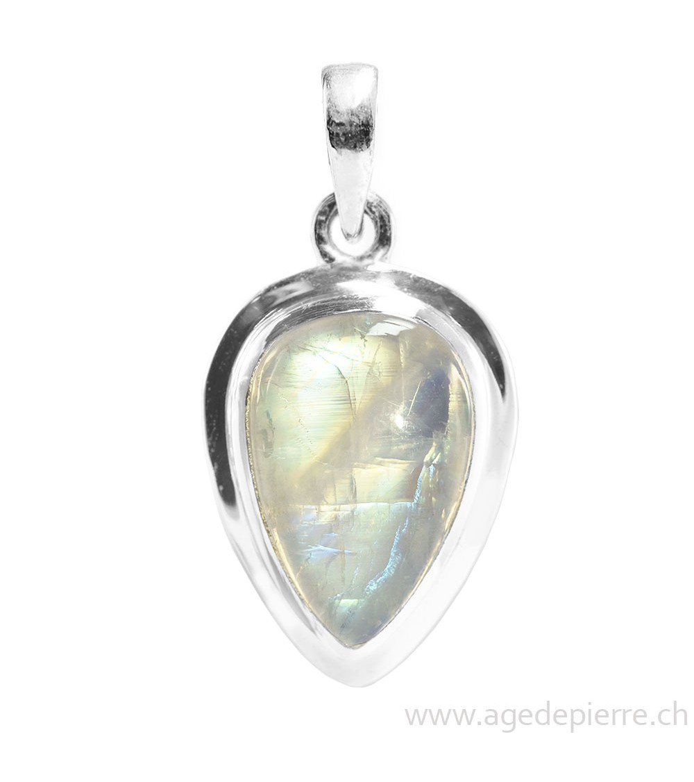 Pendentif en labradorite blanche et argent 925