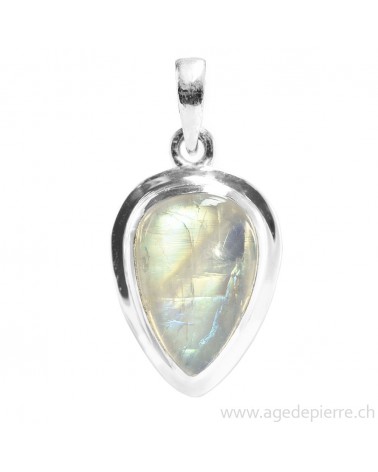 Pendentif en labradorite blanche et argent 925