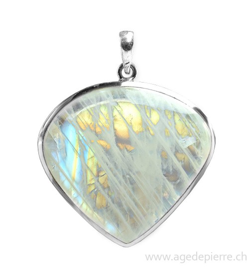 Pendentif en labradorite blanche et argent 925
