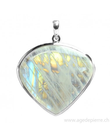 Pendentif en labradorite blanche et argent 925