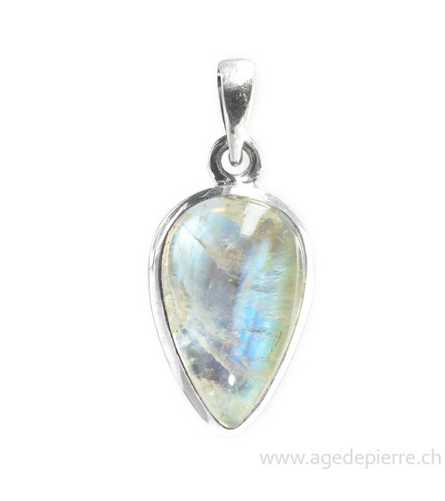 Pendentif en labradorite blanche et argent 925