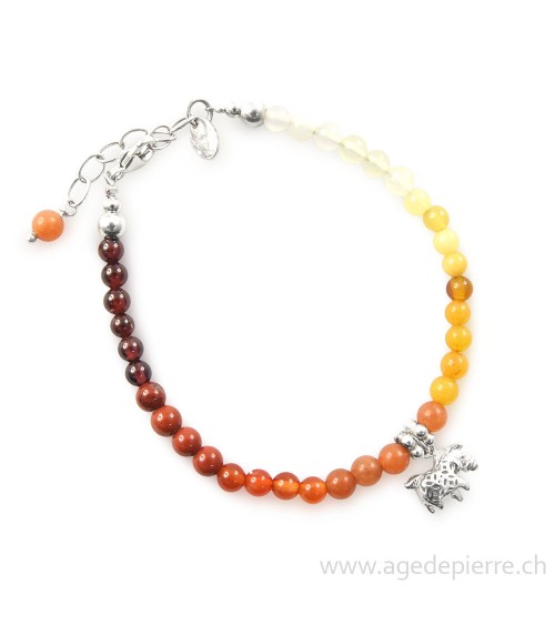 Bracelet avec fermoir argent "poney" avec mélange de pierres