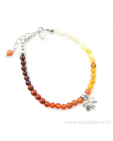 Bracelet avec fermoir argent "poney" avec mélange de pierres