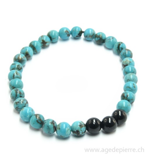 Bracelet turquoise et tourmaline noire