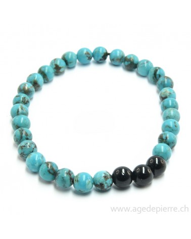 Bracelet turquoise et tourmaline noire