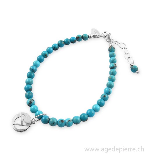 Bracelet en turquoise charms bateau et fermoir en argent 925