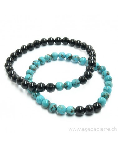 Bracelet turquoise et tourmaline noire