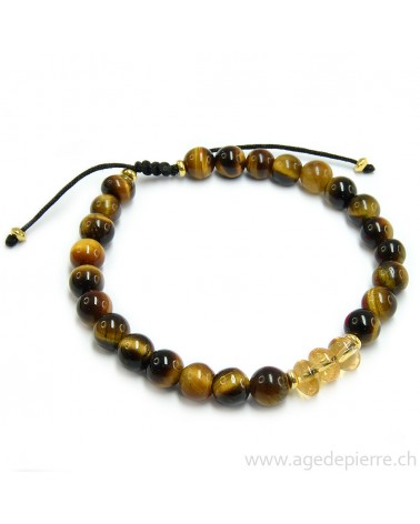 Bracelet Shamballa oeil de tigre et citrine
