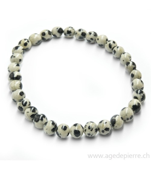 Jaspe dalmatien bracelet avec perles de 8mm