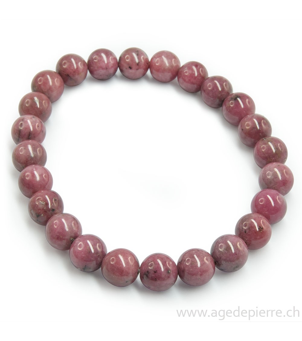 Rhodonite bracelet avec perles de 8mm l'Âge de pierre Vevey