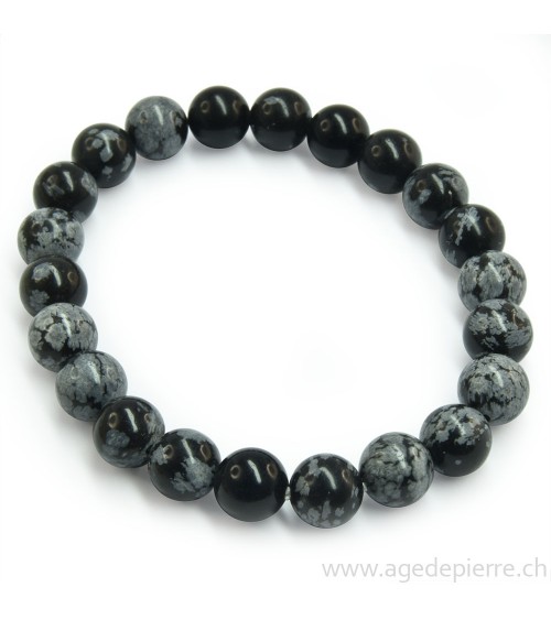 Obsidienne flocon de neige bracelet avec perles de 8mm