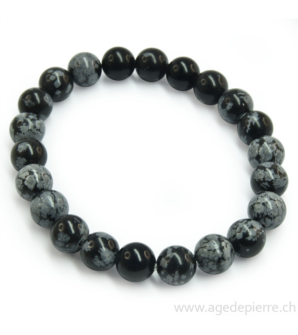 Obsidienne flocon de neige bracelet avec perles de 8mm