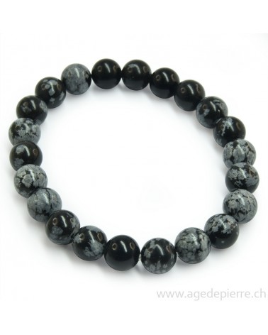 Obsidienne flocon de neige bracelet avec perles de 8mm
