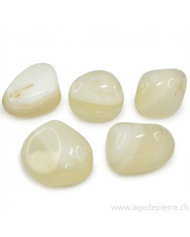 Agate blanche galet rond l'Âge de pierre Vevey