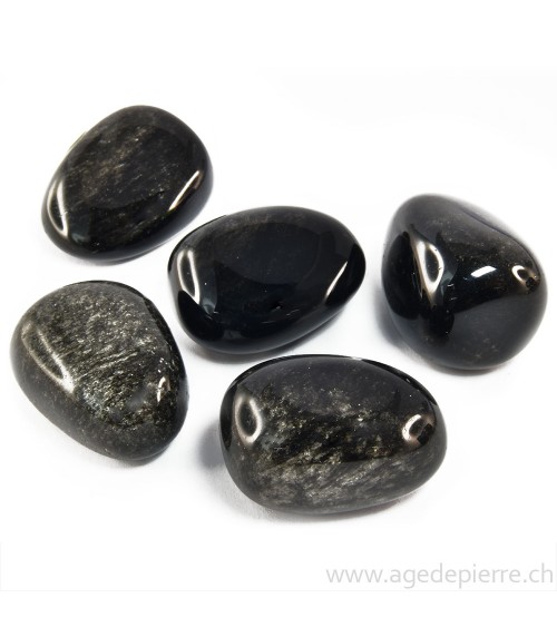 Obsidienne argentée galet rond